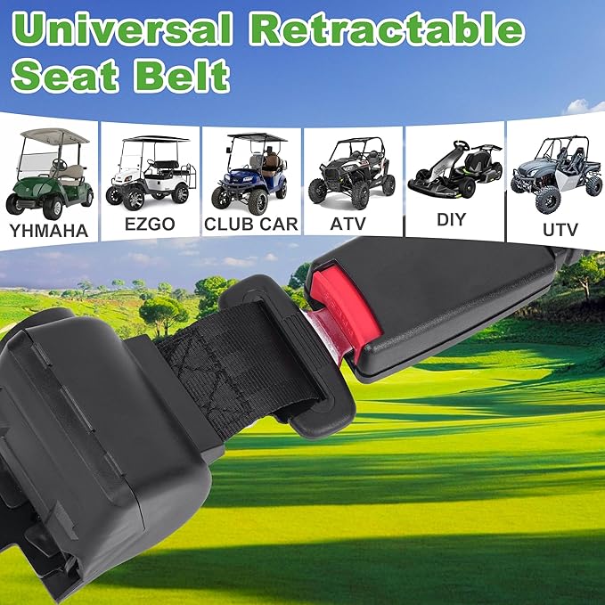 10L0L Retractable Golf Cart Seat Belts - Universal Retractable Seat Belts for Yamaha EZGO, Club Car, Go Kart, UTV