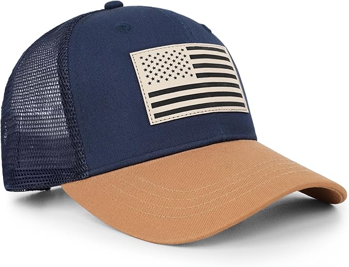 American Flag Trucker Hat - Snapback Hats for Men Women Baseball Cap - Breathable Mesh & Adjustable Fit for Casual Wear