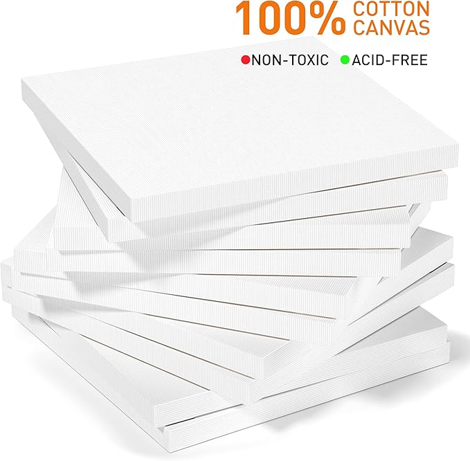 GOTIDEAL Stretched Canvases for Painting, 16x16 Inch Set of 7, Primed White - Image 3
