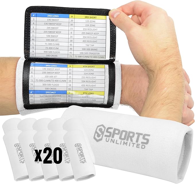 Sports Unlimited Youth Triple Wrist Coach, Football Wristbands for Plays, Baseball Wristbands, QB Arm Bands