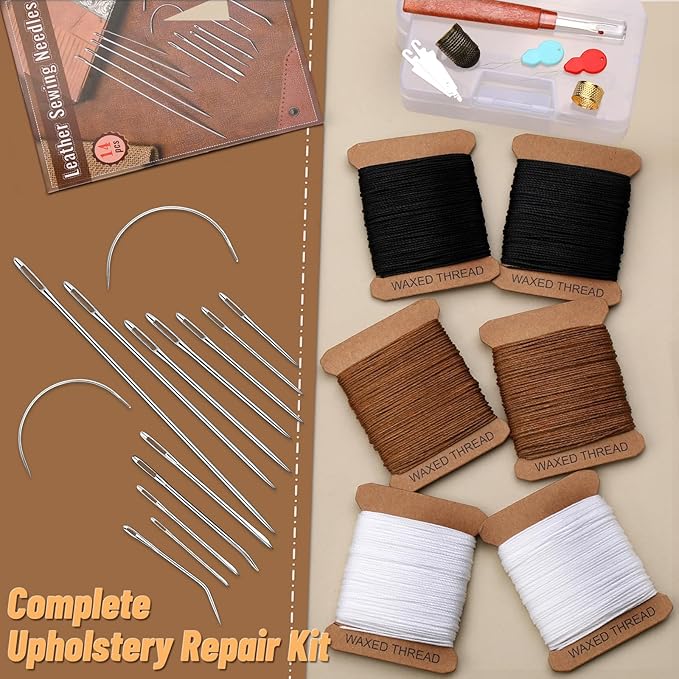 IMZAY Upholstery Repair Kit, Waxed Sewing Thread, 132 Yards Heavy Duty Leather - Image 3
