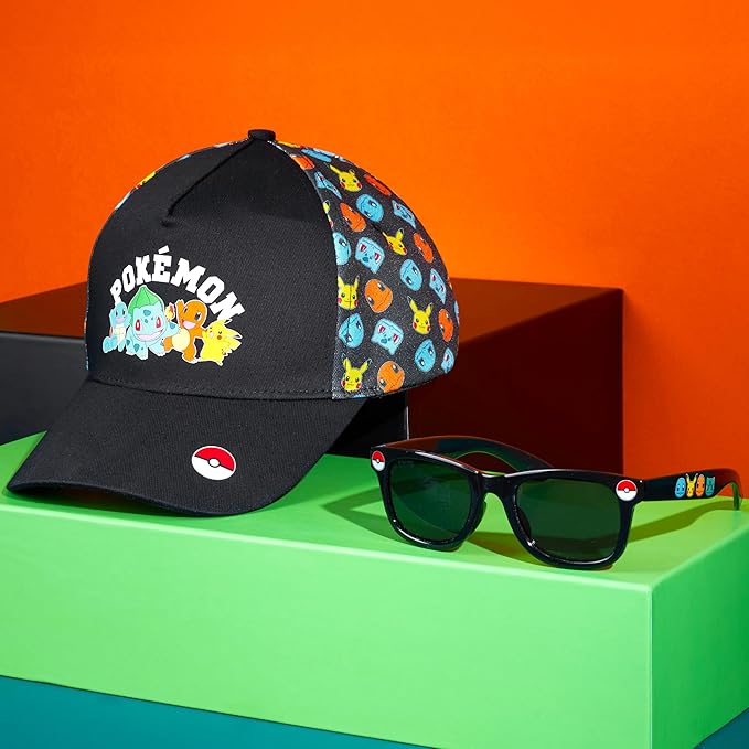 Get Trend Pokemon | Minecraft | Fortnite | Super Mario Kids Baseball Cap, Sunglasses Set UV Protection, Gamer Gifts for Boys