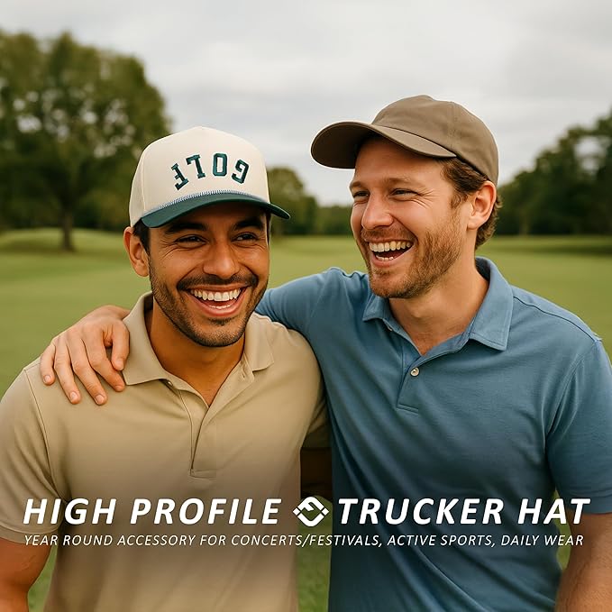 Funky Junque Performance Waterproof Golf Rope Hat – Cool Breathable Workout 5 Panel Snapback Cap for Men