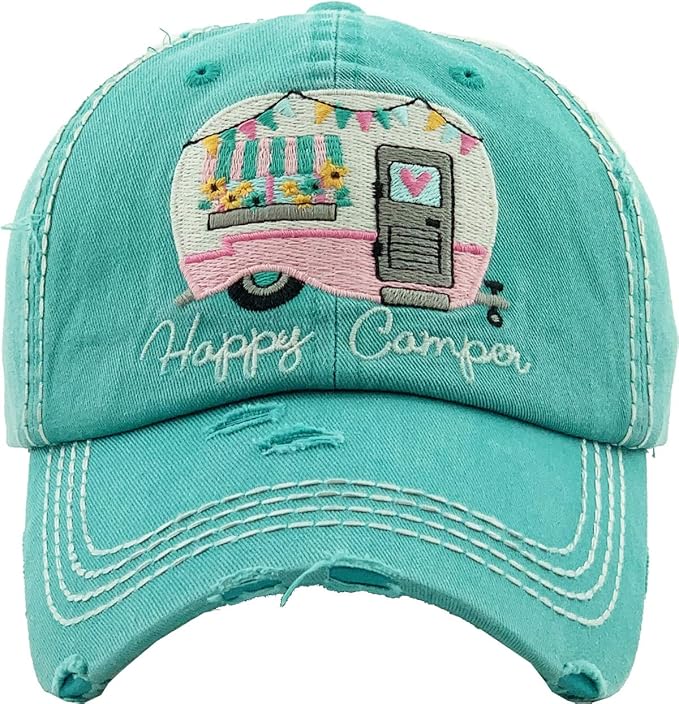 Funky Junque Distressed Vintage Baseball Cap - Embroidered Patch Women's Hat - Holiday, Lifestyle & Patriotic Designs
