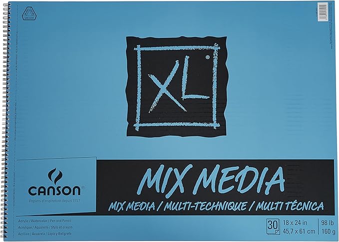 Canson XL Series Mixed Media Pad, Side Wire, 18x24 inches, 30 Sheets – by Canson