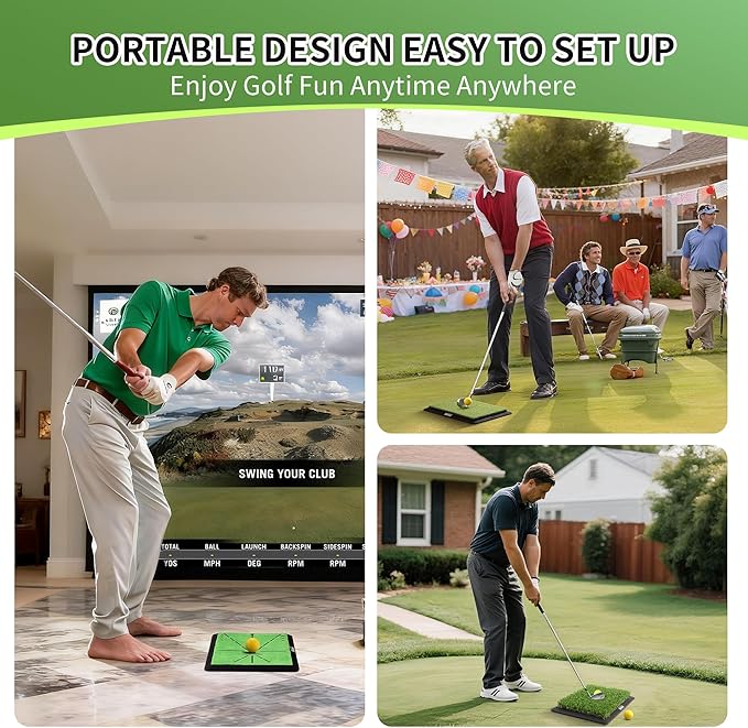Golf Hitting Mat, Swing Path Feedback Golf Training Mat, 16"x12" Extra Replaceable Practice Mat, Indoor Outdoor Golf Swing Detection Mat, Ideal Golf Gifts for Men & Women Home Backyard Use