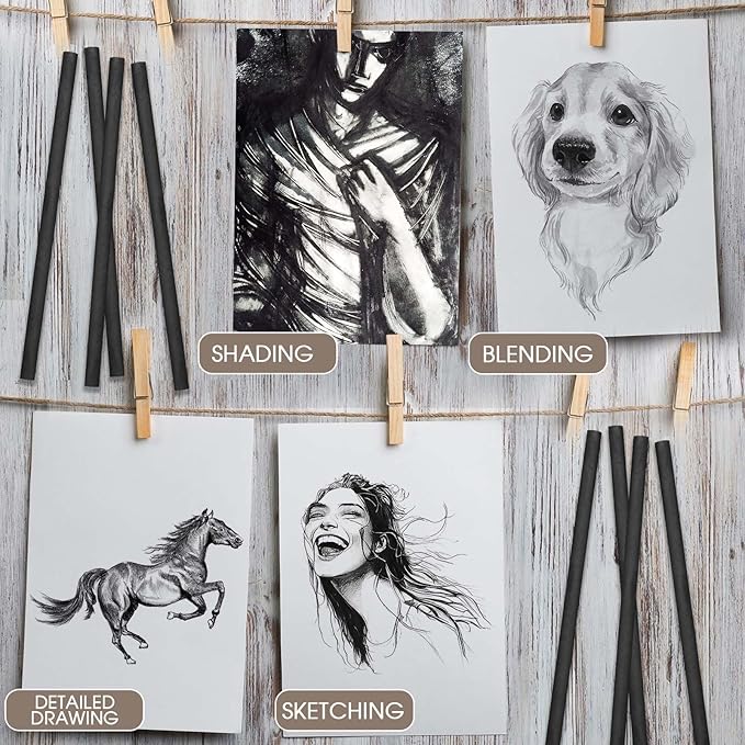 Gueevin 200 Pcs Willow Charcoal Sticks, Willow Charcoal, and Fine Art Christmas - Image 6
