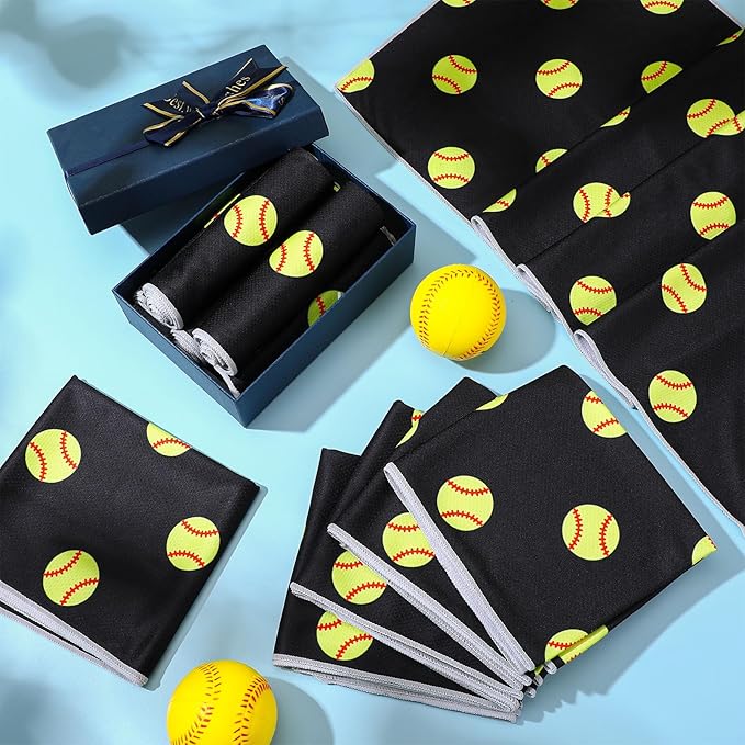 FuWeave 12 Pcs Cooling Towel 40 x 12 Inch Basketball Baseball Football Volleyball Soccer Softball Microfiber Fast Drying Towel for Gift Women Men