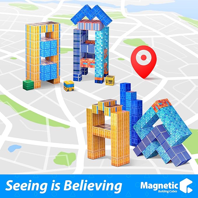 Magnetic Blocks, Modern City Edtion, Magnetic Building Cubes Boys & Girls Toys - Image 4