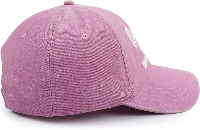 Boat Hair Don't Care Hats for Men Women, Adjustable Embroidered Cotton Washed Distressed Denim Fishing Baseball Cap