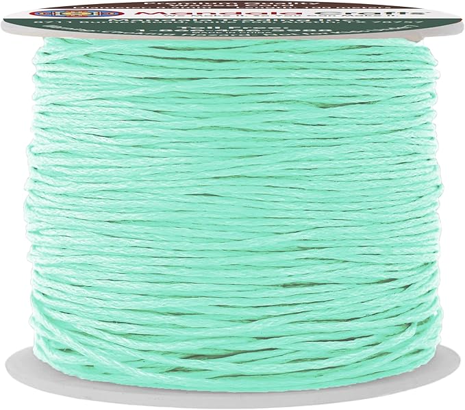 Mandala Crafts 0.5mm 109 Yards Aqua Cotton Waxed Cord by MandalaCrafts