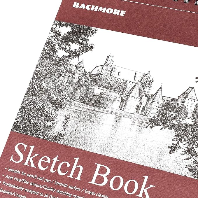 Bachmore Sketchpad 9X12 Inch, 100 Sheets of TOP Spiral Bound Sketch Book - Image 2
