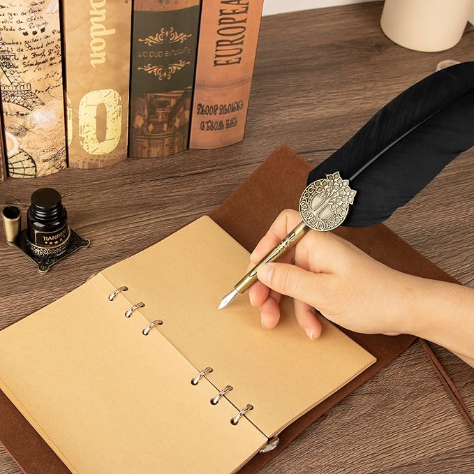 Quill pen ink set, Feather Pen and Ink Set, Antique Calligraphy Pen - Image 6