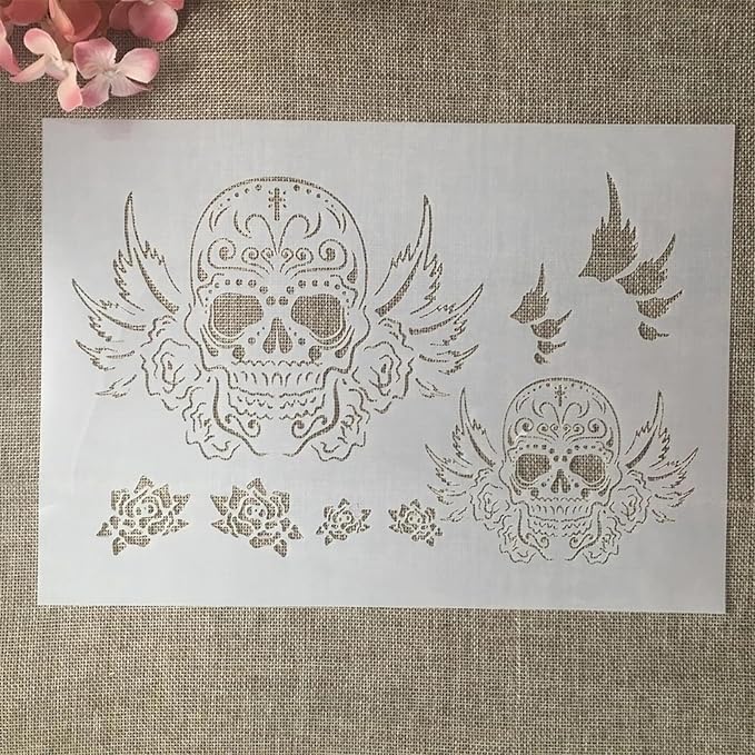 TIAMECH A4 Reusable Flying Skull Wings Stencil - Image 2