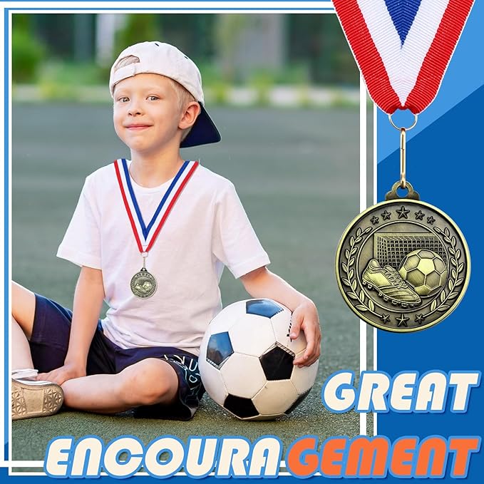 Misdary 12 Pack Medals with Neck Ribbons Team Participation Trophies for Kids Sports Awards Party Favors for Sports Competitions Celebration Gift