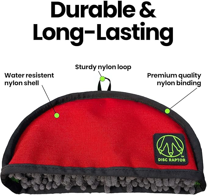 The Original Disc Golf Cleaning Tool with Microfiber & Turf | Flying Disc Golf Towel Accessories & Equipment | Patented Design (Ruby-Gray)