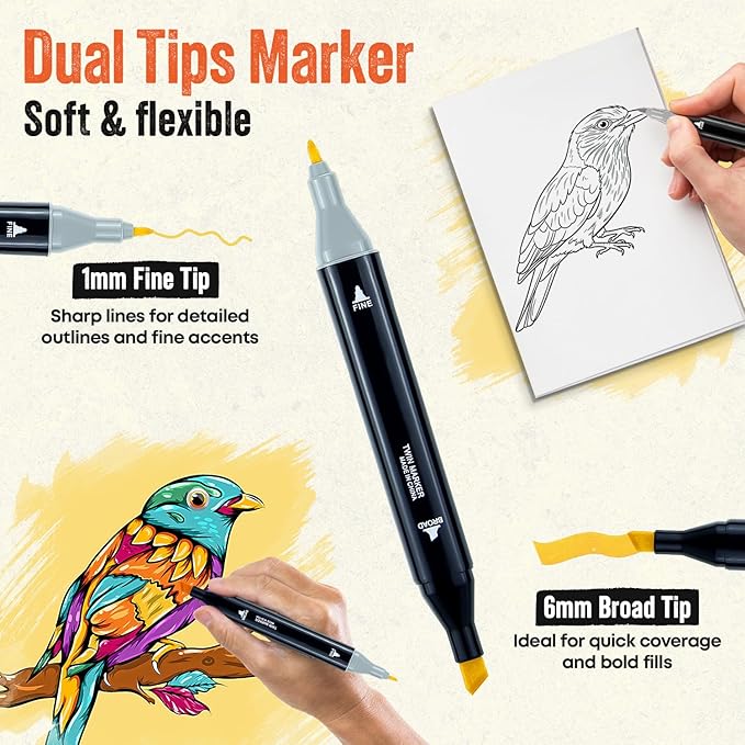 262-Piece Dual Tip Alcohol Markers Set - Image 3