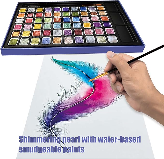Mini Shimmer Watercolor Paint Set, 60 Colors Glitter Metallic Watercolour - Image 5