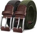 BULLIANT Belt for Men 2Pack,Mens Gift Stretch Braided Web Belt Elastic for Casual Golf Jeans,1 3/8"