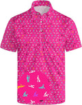 Golf Polo Shirts for Men Funny Print Short Sleeve Golf Shirts Performance Golf Polos