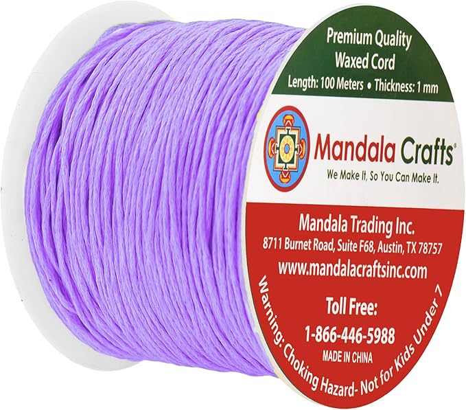 Mandala Crafts 1mm 109 Yards Lavender Cotton Waxed Cord - Image 2