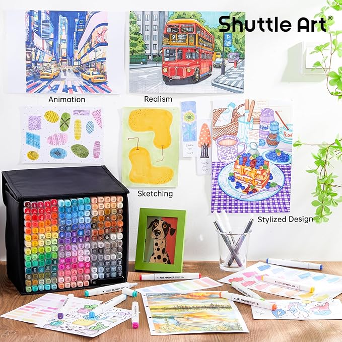 Shuttle Art 206 Colors Alcohol Markers, 204 Colors Dual Tip Art Marker Set Plus - Image 5