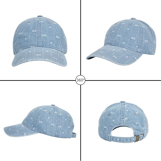Hoce Fashion Rhinestone Denim Baseball Cap Studded Bling Hat for Women