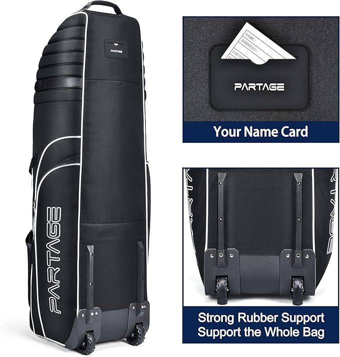 Partage Golf-Reisetasche mit Rollen, Golf-Reisetasche fr Fluggesellschaften, 900D strapazierfhiges Oxford-Gewebe, Schwarz