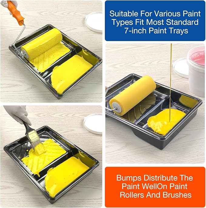 6 Pack Paint Tray Liners 7 Inch, 3 Heavy-Duty Plastic Trays - Image 6