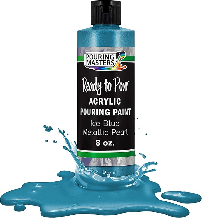 Pouring Masters Ice Blue Metallic Pearl Ready to Pour Acrylic Pouring Paint by USArtSupply