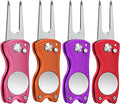 Mile High Life Golf Divot Repair Tool, All Metal Foldable Divot Tool with Pop-up Button & Magnetic Ball Marker, 2-6 Pack