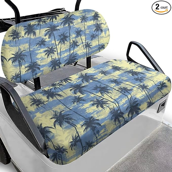 Suobstales Golf Cart Front and Rear Seat Cover Set for EZGO TXT RXV & Club Car DS 2 Passenger, Washable Bench Seat Covers Kit