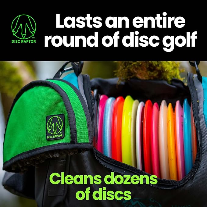 The Original Disc Golf Cleaning Tool with Microfiber & Turf | Flying Disc Golf Towel Accessories & Equipment | Patented Design (Ruby-Gray)