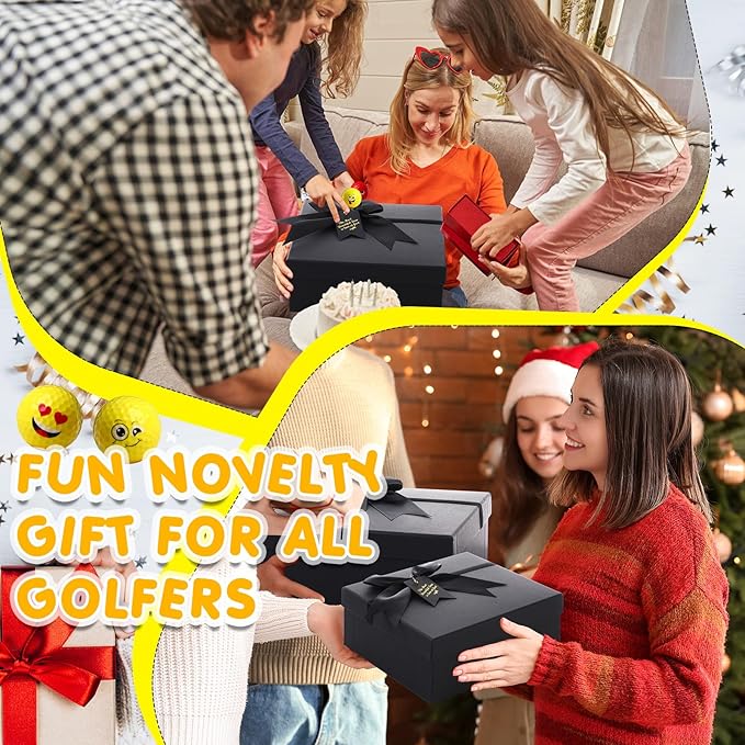 MiniInflat 19 Pcs Funny Golf Balls Set for Kids Adults Includes 12 Emoticon Practice Balls 6 Tees and Gift Box Novelty Golf Accessories for Men Women Birthday