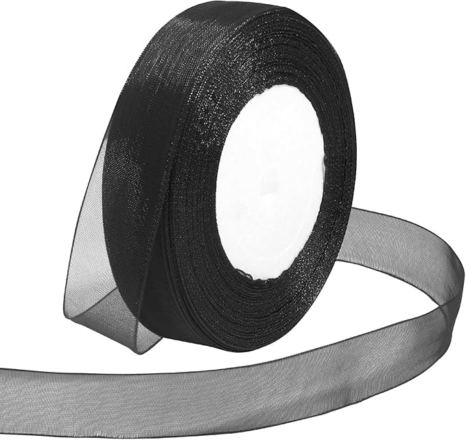 Ribbon for Gift Wrapping 3/4 inch Black Sheer Organza Ribbon for Flower Bouquet by Loomeshribbonforcrafts%EF%BC%81