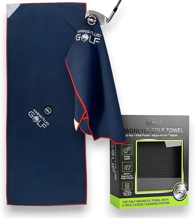 Magnetic Towel Club Glove Gear - 3 Stage Cleaning System- Microfiber Rag with Magnet for Golfcart Bags for Men and Women Blue, 16" x 40" The 40