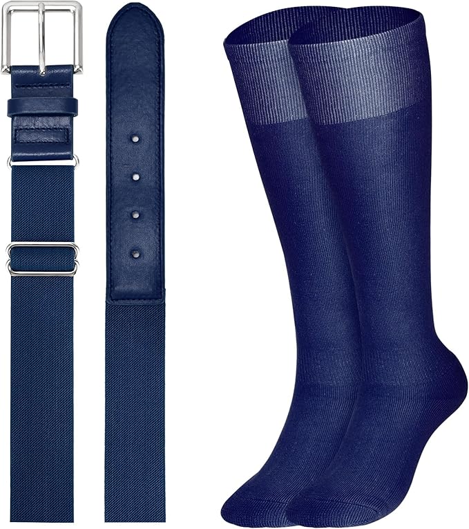 XZQTIVE Baseball Softball Socks and Baseball Softball Belt Combo Set Knee-High Soccer Socks for Kids Youth Adult