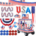 Tryly 4th of July Golf Cart Decorations Kit, Patriotic Parade Golf Cart Decor - Foil Fringe Garland, Pleated Fan Flag, Flag Windsock,Tinsel Garland, for Independence Day Memorial Day (Dependence)