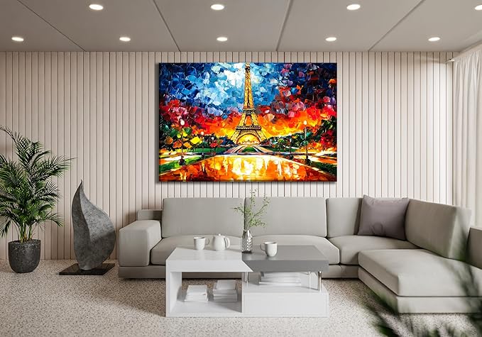SpiritualHands Paris Eiffel Tower Glass Wall Art Oil Painting - Image 4