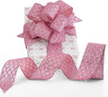 HUIHUANG Pink Glitter Wired Ribbon by HUIHUANG