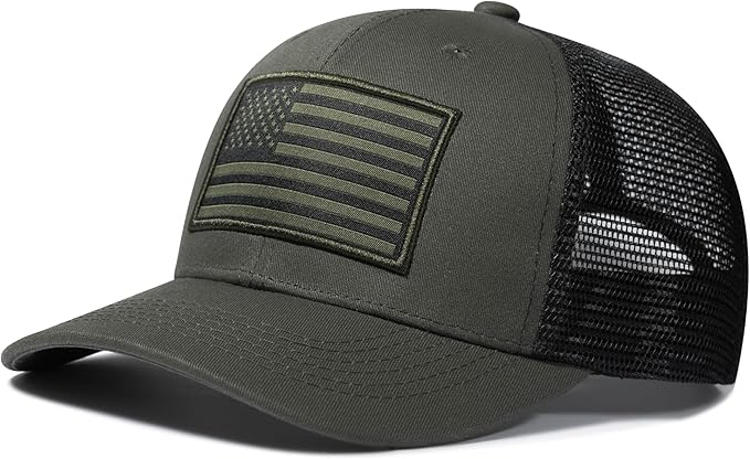 American Flag Trucker Hat, Patriotic Baseball Cap for Men & Women, Breathable Mesh Adjustable Snapback, USA Flag Patch