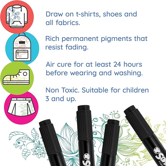 Super Markers Black Dual Tip Fabric & T-Shirt Markers - Image 3