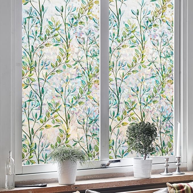 NINETREX Stained Glass Window Film 3D Decorative Cling, Sun Blocking Static - Image 2