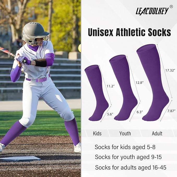 LEACOOLKEY Baseball Belt and Socks Combo Set Adjustable Softball Socks and Elastic Belt for Youth and Adult