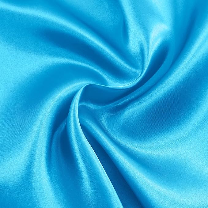 RUDONG M Aqua Blue Satin Fabric by The Yard, 1 Yard x 60 Inch Wide Silky by RUDONG+M