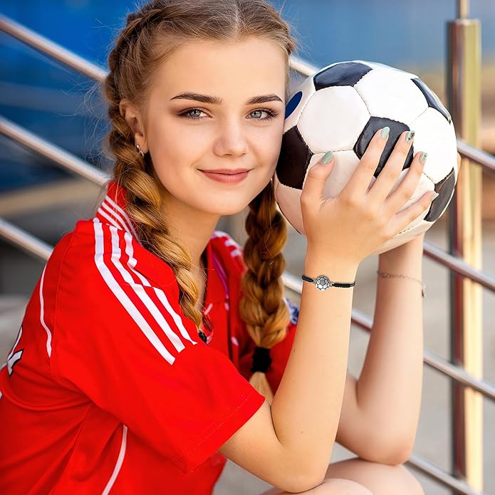 SmileBelle 2 PCS Sport Bracelets, Graduation Bracelets Volleyball Soccer Gifts Baseball Basketball Bracelet Football Jewelry for Son Daughter Fans as Sport Accessories Jewelry