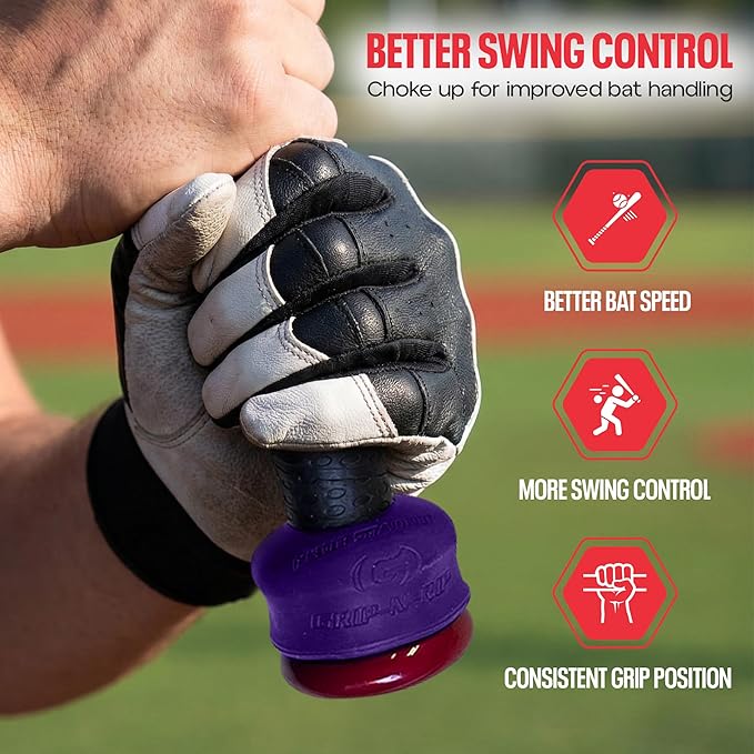 Grip-N-Rip Knob Stacker Choke-Up Ring for Baseball/Softball Bats Provides Choking Up Space & Relief from Bat Sting, Stackable for Custom Fit and Comfort