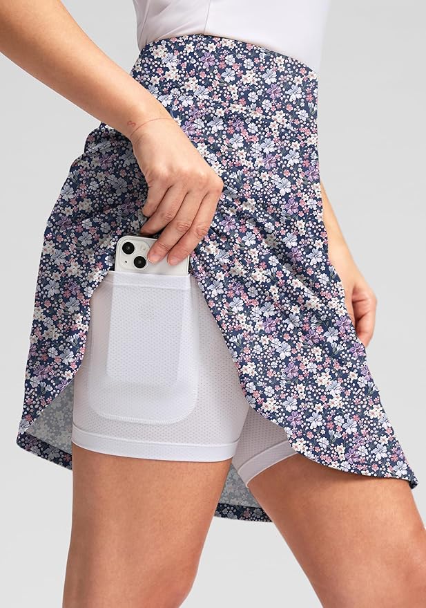 Viodia 20" Knee Length Skorts Skirts for Women with Pockets High Waisted Athletic Tennis Golf Skort for Casual Summer