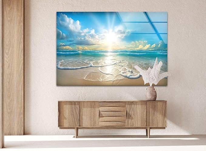 My Photostation.com 43Wx27H'' Beautiful Sunset & Ocean Glass Wall ArtTempered - Image 5