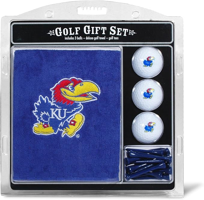 Team Golf NCAA Gift Set Embroidered Golf Towel, 3 Golf Balls, and 14 Golf Tees 2-3/4" Regulation, Tri-Fold Towel 16" x 22" & 100% Cotton
